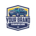 Overland pickup truck vector emblem logo template. Best for outdoor adventure automotive sport
