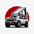 Overland SUV Camper Truck Roof Top Tent Illustration Vector Isolated