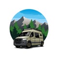 Overland vehicle motorhome camping car illustration logo vector Royalty Free Stock Photo