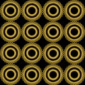 Overlap swirl gold circle vector seamless pattern.