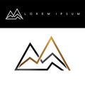 Overlapped line mountains symbol golden monochromatic sign logotypes