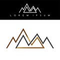 Overlapped line mountains symbol golden monochromatic sign logotypes