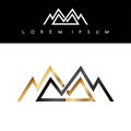 Overlapped line mountains symbol golden monochromatic sign logotypes