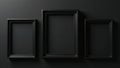 Overlapping black picture frames against a black background , monochrome, elegant, object Royalty Free Stock Photo