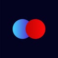 Overlapping blue and red circles show concept of color mixing and basic geometric shapes
