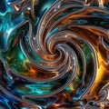 Overlapping chrome waves with storm-like textures and dynamic depth. Royalty Free Stock Photo