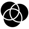 Overlapping circles icon - Contour of 3 overlapping, intersecting circles