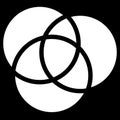 Overlapping circles icon - Contour of 3 overlapping, intersecting circles