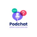 Overlapping color bubble chat podcast logo