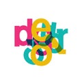 Overlapping colored letters on a white background, featuring pink, teal, and yellow