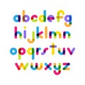 Overlapping colorful rounded flat font. Vector letters althabet