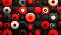Overlapping concentric circles in red black and white on a dark background Royalty Free Stock Photo