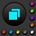 Overlapping elements dark push buttons with color icons
