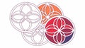 Overlapping geometric shapes, abstract and vibrant, modern design, vector design Generative AI Royalty Free Stock Photo