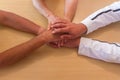 Overlapping hands as a symbol of friendship and excellent teamwork hands as a symbol of friendship and excellent teamwork Royalty Free Stock Photo