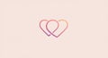 Overlapping heart outlines, centrally aligned on a light beige background, create