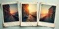 Overlapping layers of old new polaroid photo frames , antique, photo Royalty Free Stock Photo