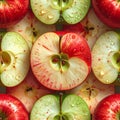 Overlapping Pattern of Halved and Quartered Apples Royalty Free Stock Photo