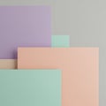 Overlapping rectangular paper sheets in pastel colorsâlavender, mint green, peach, Royalty Free Stock Photo