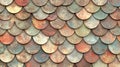 Overlapping Semi-Circular Scales with Weathered Texture and Rustic Colors