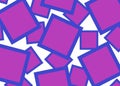 Overlapping squares of pink violet magenta purple interior blue borders white backdrop