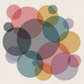 Overlapping translucent circles of various sizes create an abstract pattern on a light Royalty Free Stock Photo