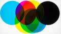 Overlapping translucent colorful circles creating an abstract and dynamic composition Royalty Free Stock Photo