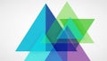Overlapping translucent triangles in blue, green, and purple crea Royalty Free Stock Photo