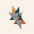 Overlapping triangles in various colors including gray teal orange and Royalty Free Stock Photo
