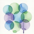 Blue, green, and purple create an abstract pattern on a textured white back Royalty Free Stock Photo