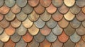 Overlapping Weathered Metal Scales in Brown and Copper Tones with Rustic Textures