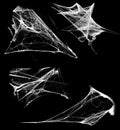 Overlay the cobweb effect. A collection of spider webs isolated on a black background. Spider web elements as decoration to the de Royalty Free Stock Photo