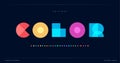 Overlay colorful alphabet. Color overlap, decorative font, geometric type for modern color logo, abstract headline, art