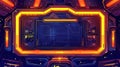 Overlay for game streams with yellow neon glow. User interface for twitch streaming, gamer menu panels, buttons. Cartoon