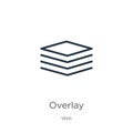 Overlay icon. Thin linear overlay outline icon isolated on white background from web collection. Line vector sign, symbol for web