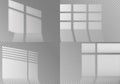 Overlay window shadows. White transparent sunlight from different windows on wall and floor surface. Isolated vector