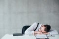 Overloaded schedule routine sleeping tired guy Royalty Free Stock Photo