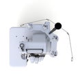 Overlock on a white background. Equipment for sewing production. Sewing clothes and textiles. 3d illustration