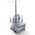 Overlock on a white background. Equipment for sewing production. Sewing clothes and textiles. 3d illustration