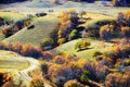 Overlook autumn trees on the hillside