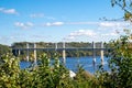 Overlook in Stillwater Minnesota in the fall looking over the St. Croix Crossing, an extradosed bridge spanning the St. Croix Royalty Free Stock Photo