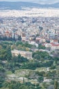 Overlook of the Temple of Hephaestus and the ancient city of Athens, Greece Royalty Free Stock Photo