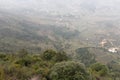 Overlook tianzhushan mountain in the fog