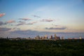 Overlooking Austin texas skyline cityscape sunset