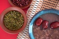 Overlooking a bowl of eight treasures porridge and mung beans, red beans and other cereals