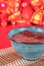 Overlooking a bowl of eight treasures porridge and mung beans, red beans and other cereals Royalty Free Stock Photo