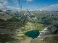 Overlooking at the cable car on the way to Diavolezza Royalty Free Stock Photo