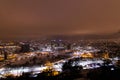 Overlooking the city center of Oslo Norway during the winter all covered with fresh snow during the evening time Royalty Free Stock Photo