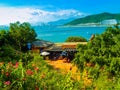 Overlooking the city of Nha Trang with Vinpearl island. Royalty Free Stock Photo