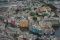 Overlooking the colorful houses of city Alesund in Norway Royalty Free Stock Photo